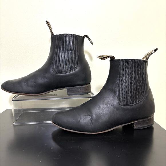 Vintage Besserro Western Boots Made In Mexico Black Leather Chelsea Boots Mens 9 main image 8